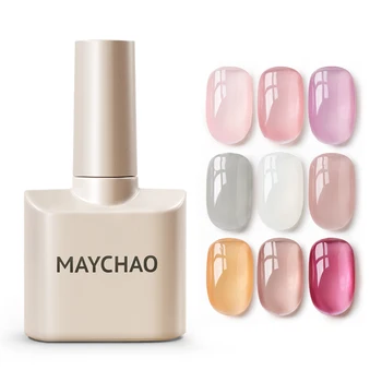 MAYCHAO 얼음 투명 젤리 젤 네일 광택제, UV LED 반영구 투명 바니시 네일 광택제, 흡수 제거, 12ML, 31 색 