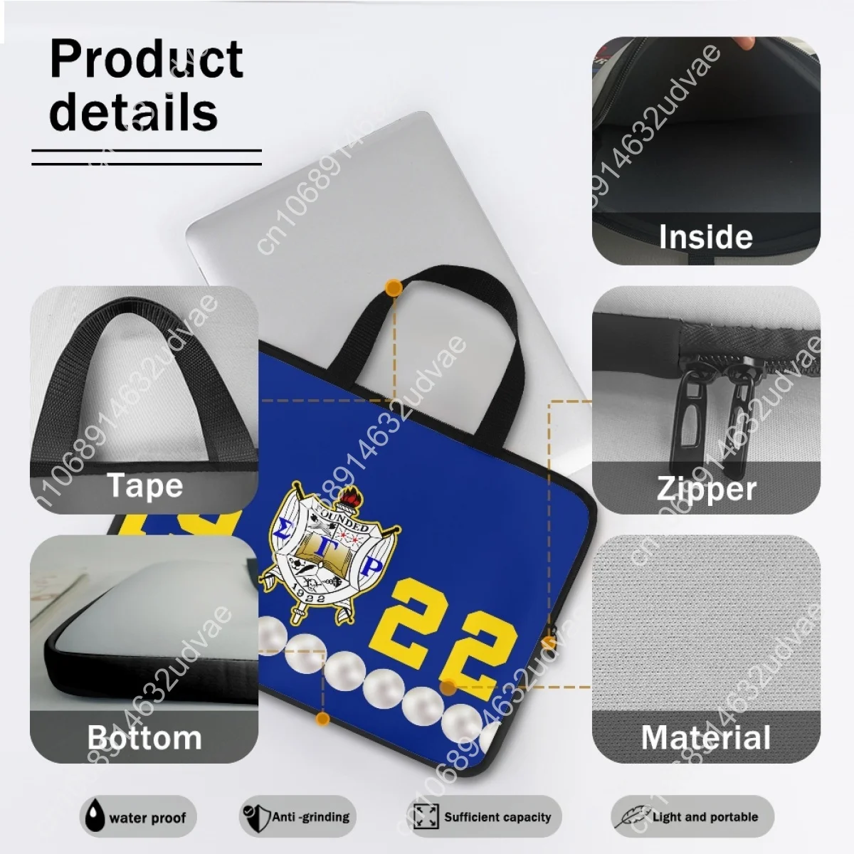 2025 حقيبة لوحية سيجما غاما رو 1922 لؤلؤة فاخرة تصميم حقائب الكمبيوتر المحمول حافظة جهاز كمبيوتر شخصي حقيبة يد ل 10 12 13 15 17 بوصة أنثى هدية #6