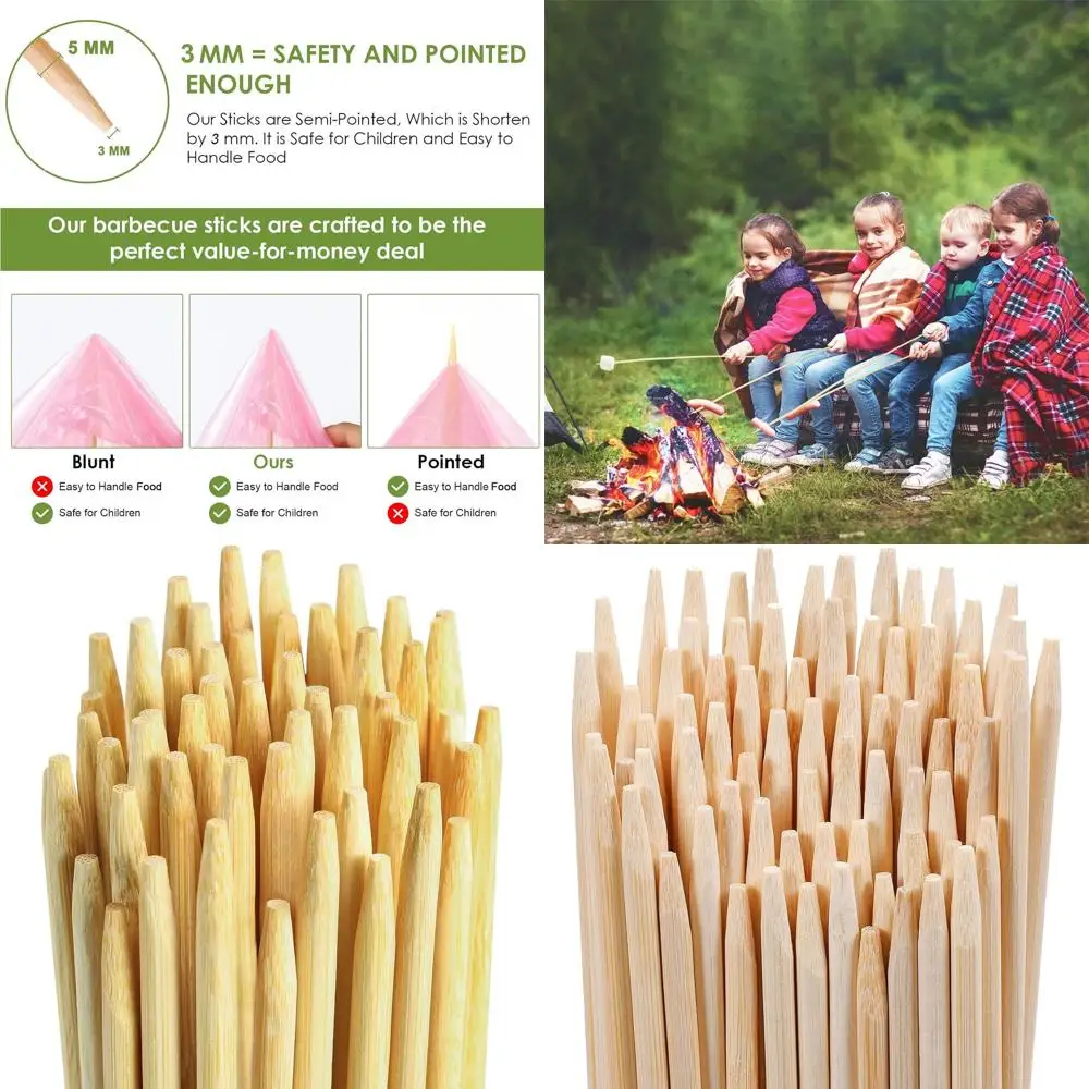 

36 Long, 5mm Thick Bamboo S'mores Sticks - 240 Pack, Disposable Marshmallow Roasting Skewers for Camping and Outdoor Fire Pits