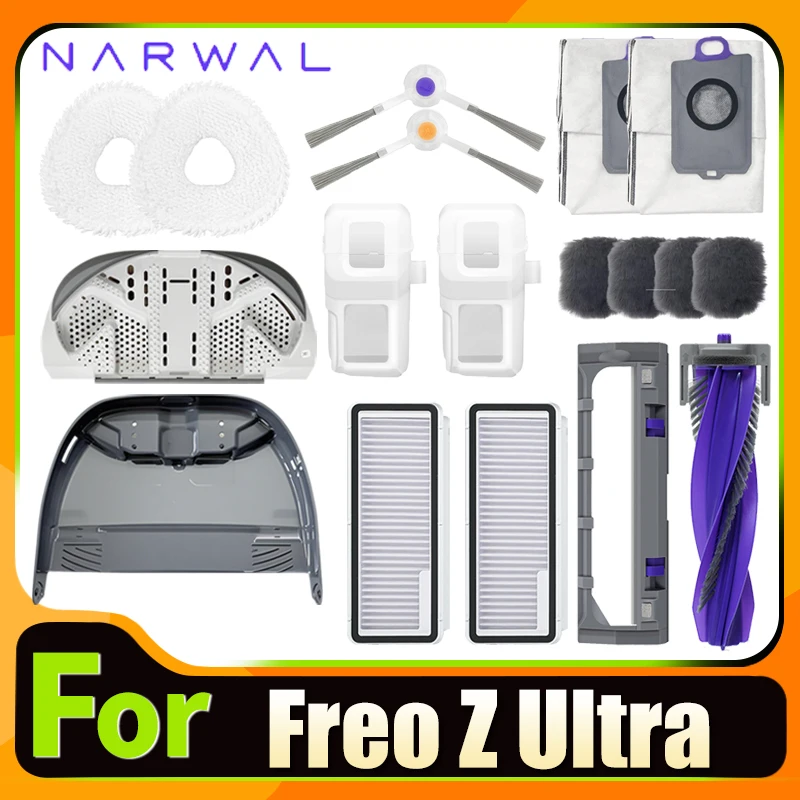 Accessories For 나르왈 Narwal Freo Z Ultra Robot Vacuum Cleaner Roller Side Brush HEPA Filter Mop Pad Dust Bag Replacement Parts