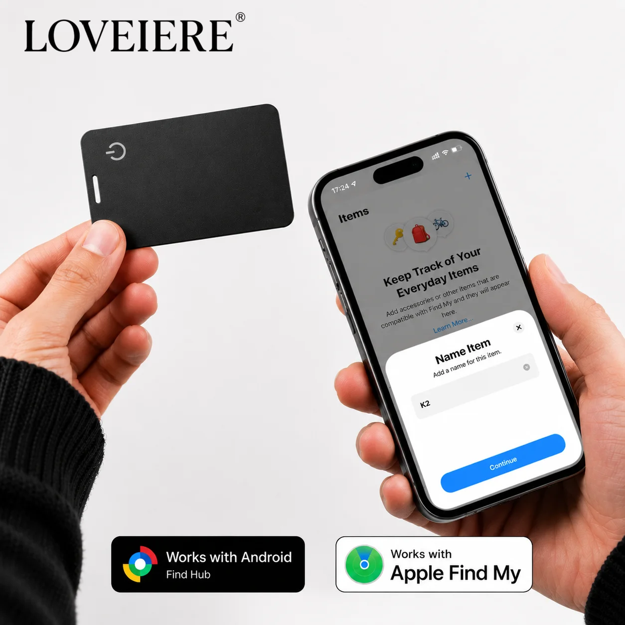 Carte de suivi de localisation pour portefeuille avec recharge sans fil Android - Localisateur GPS étanche compatible avec l'application Google Find My
