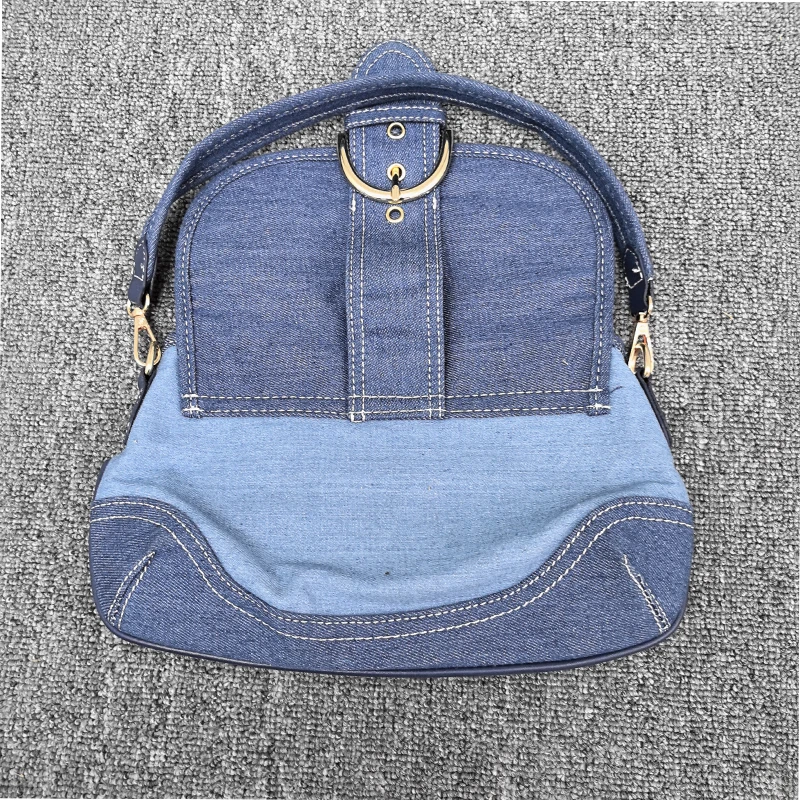 Women\'s Bag Fashion Brand 2024 Summer New Style Simple Personalized Denim Large Capacity One-shoulder Portable Canvas Bag