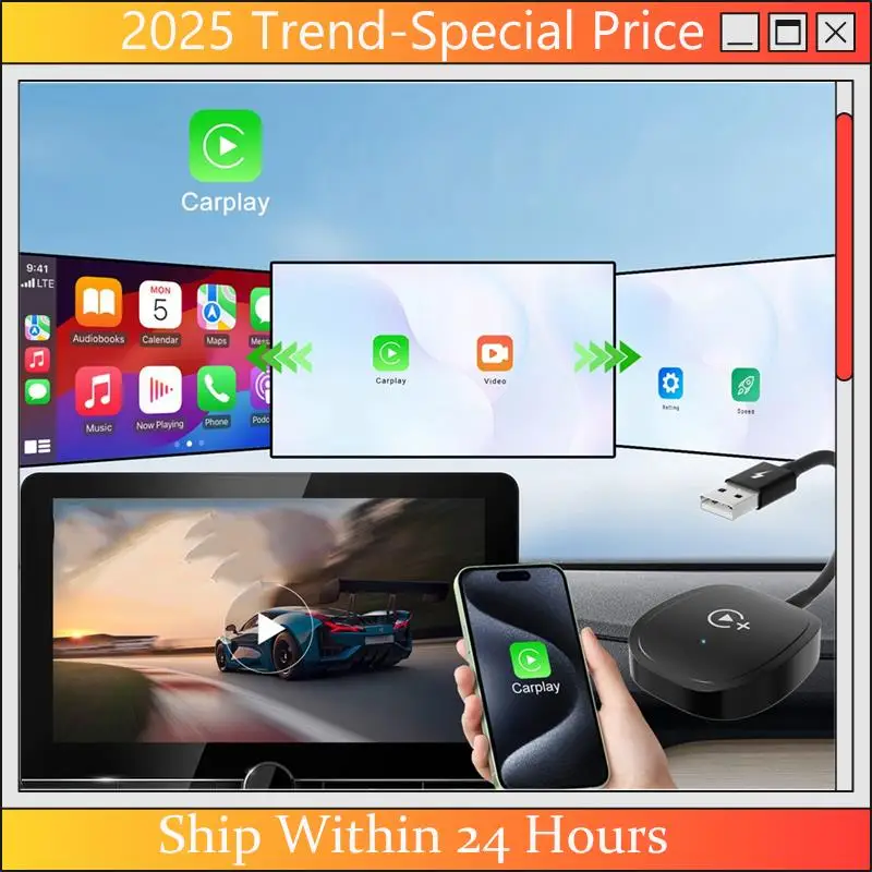 

CHYY Top Wireless Carplay Adapter For Iphone Car Adapter For Navigation Media Player Convert Wired To Carplay Wireless Box