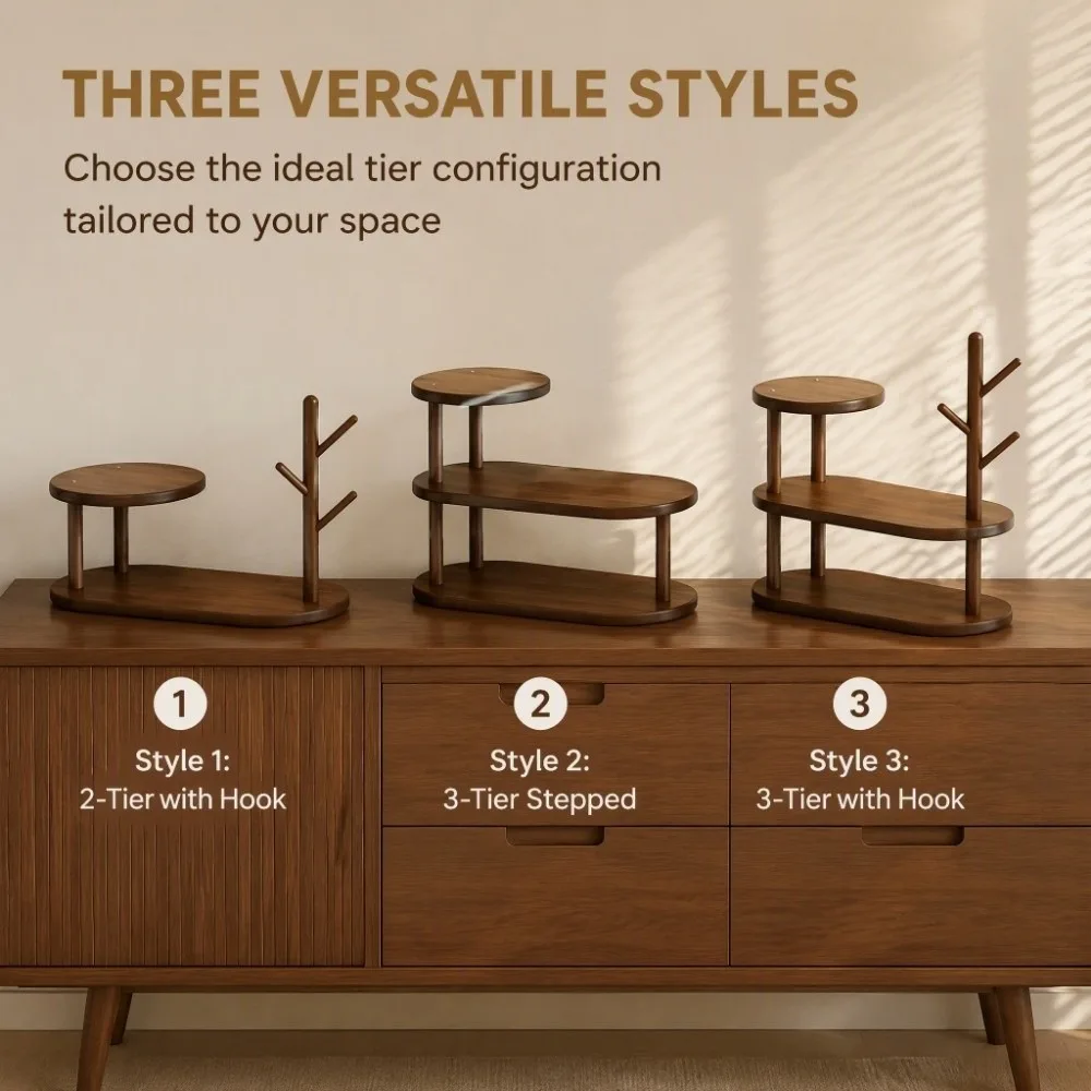 Retro Style Wooden Desk Shelf Organizer Multi-layer Space Saving Desk Display Rack Convenient Large Capacity
