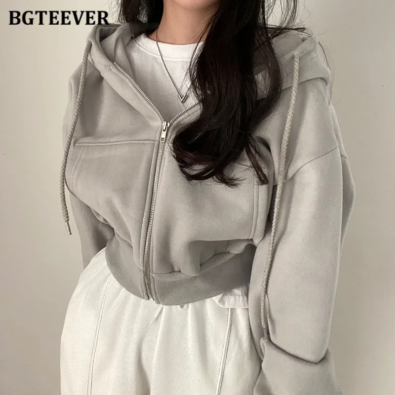 

BGTEEVER Autumn Winter Warm Loose Women Sweatshirts Coats Casual Long Sleeve Ladies Hoodies Female Jackets