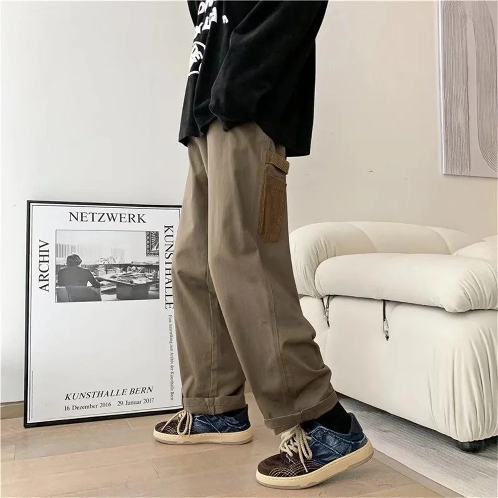 Baggy Black Cargo Pants for Men Khaki Cargo Trousers Male Vintage Loose Casual Autumn Japanese Streetwear Hip Hop pants men