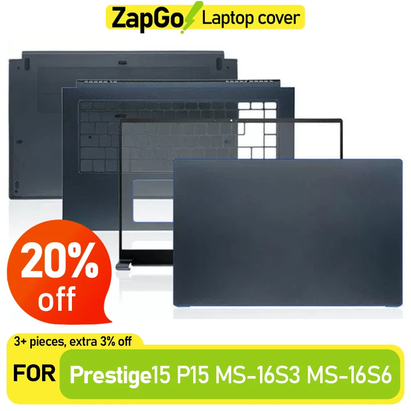 Laptop LCD Back Cover Front Bezel Palmrest Bottom Case Hinges Blue For MSI Prestige 15 P15 MS-16S3 MS-16S6 PS63