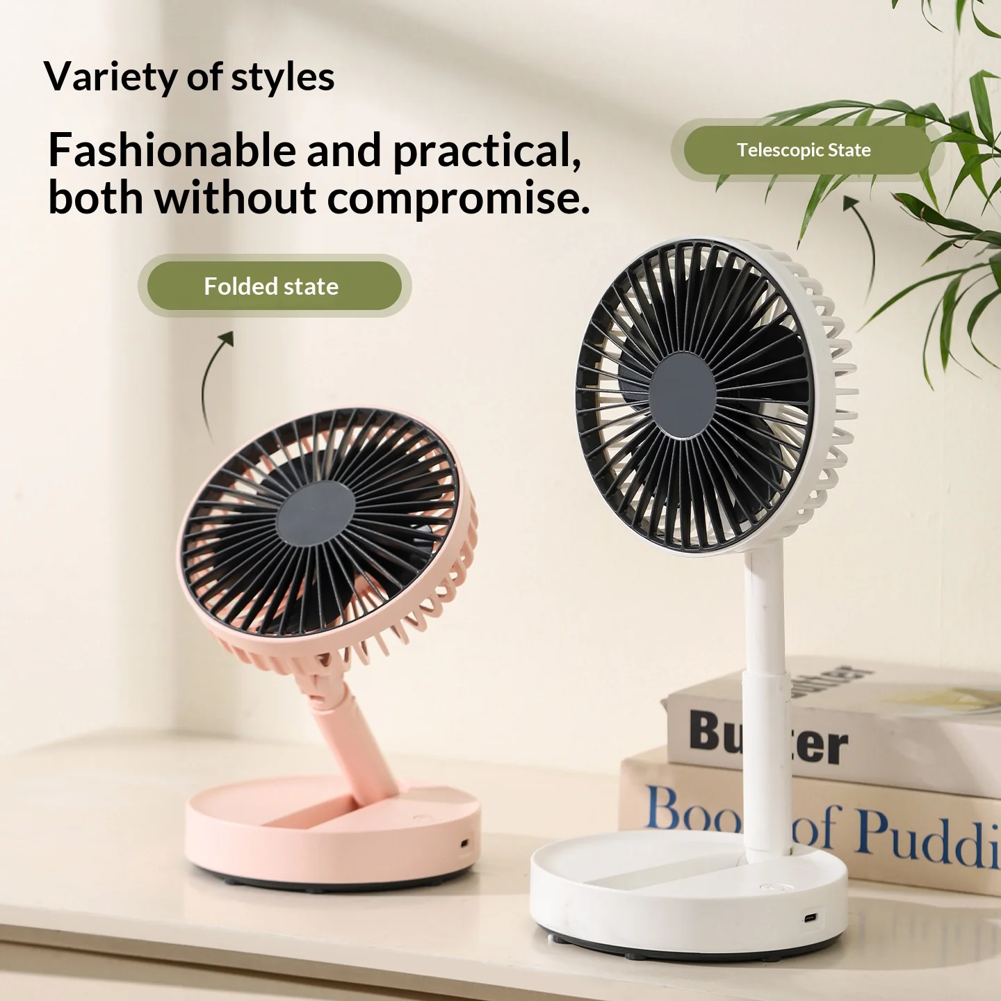 5-Inch Foldable Extendable USB Charged Mini Desktop Fan Portable for Outdoor Dormitory Office Camping - Compact Table Fan image 2