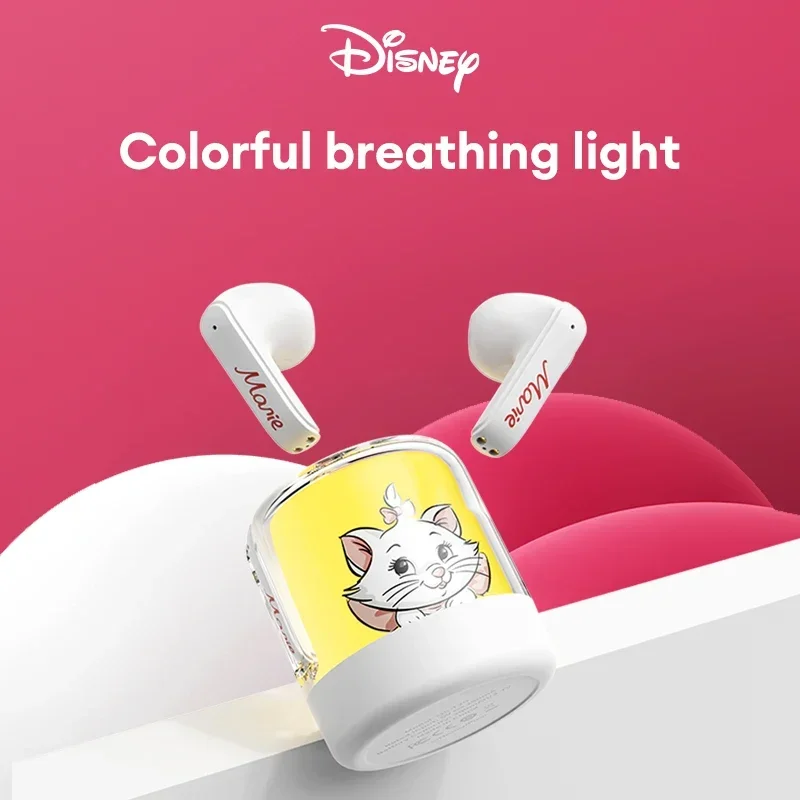 

Новые наушники Disney Lotso Marie Cat RGB Light, беспроводные Bluetooth 5,3, наушники Hi-Fi Sound, умные сенсорные наушники, гарнитура QS-T20