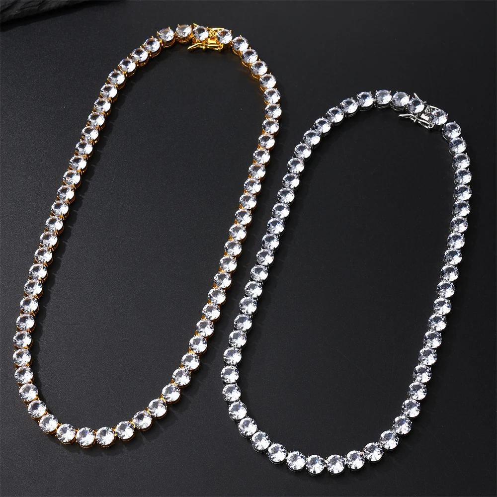 Hip Hop 8MM Iced Out Tennis Chain Necklace Bling Full Cubic Zircon Crystal Necklaces for Men Women Jewelry