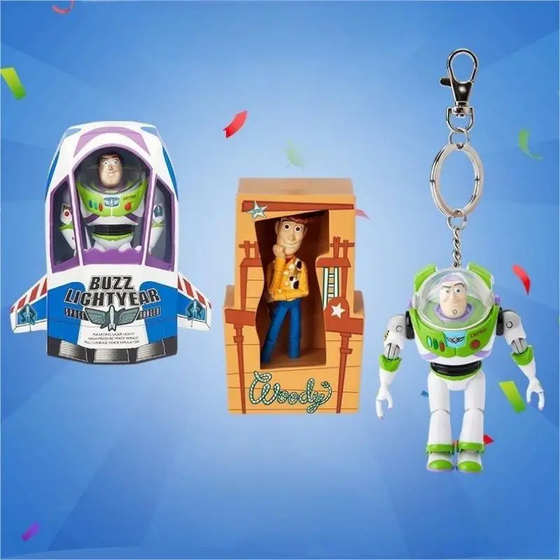 Disney Toy Story Woody Buzz Lightyear Pendant Action Figure Decored Sound Toy Keychain Schoolbag Backpack Decor Children Gifts