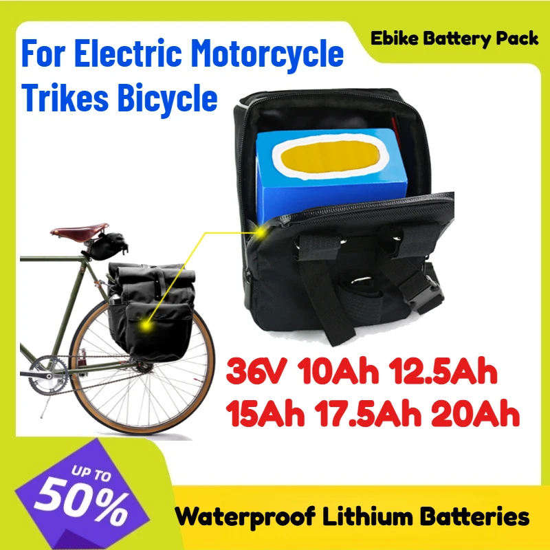 

EScooter Ebike Battery Pack 36V 10Ah 12.5Ah 15Ah 17.5Ah 20Ah Waterproof Lithium Batteries for Electric Motorcycle Trikes Bicycle