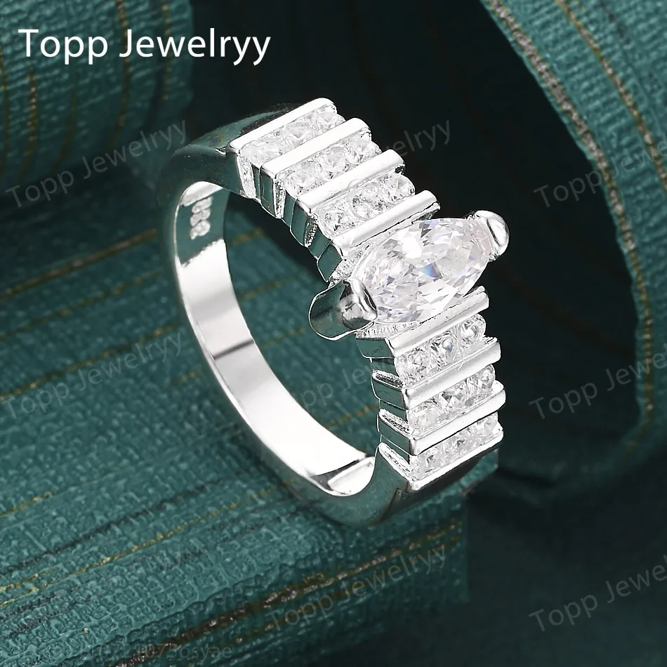 

Новое кольцо из стерлингового серебра 925 пробы с одним рядом цирконов для модных женщин, очаровательное ювелирное украшение, подарок на день рождения или вечеринку