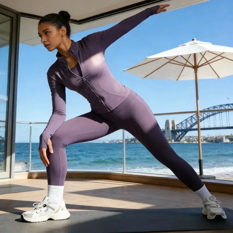 

Комплект для тренировок с высокой талией для женщин, 2 предмета: бесшовный костюм для йоги с эффектом подтяжки ягодиц, контроль живота, 4-сторонняя растяжимость