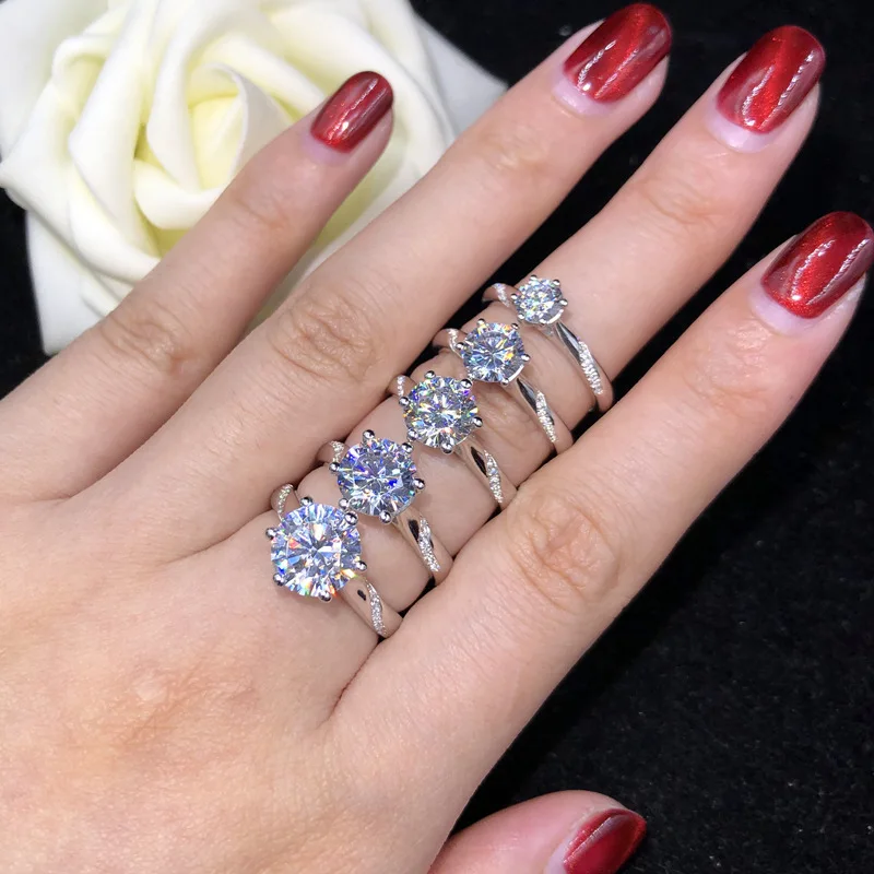 PT950Platinum Ring - Simple and Fashionable Six-prong Set Diamond 1-carat Engagement Ring - Simulated Proposal Ring