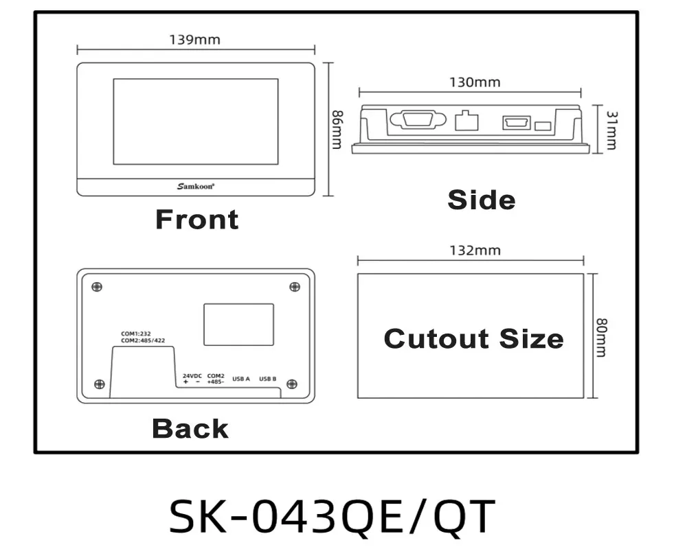 Samkoon 4,3 43-Zoll-HMI mit Ethernet Ea 043a Ea043a SK 043QE 043QT 043QS Human Machine Interface Industrieller Bildschirm – Detail 12
