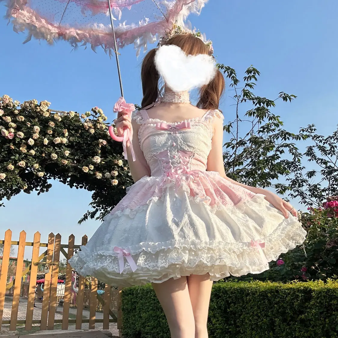 Coalfell Original Design Lolita Dress Lace Border Pettiskirt Ballet Style Light Flower Wedding Jsk Halter Dresses Women