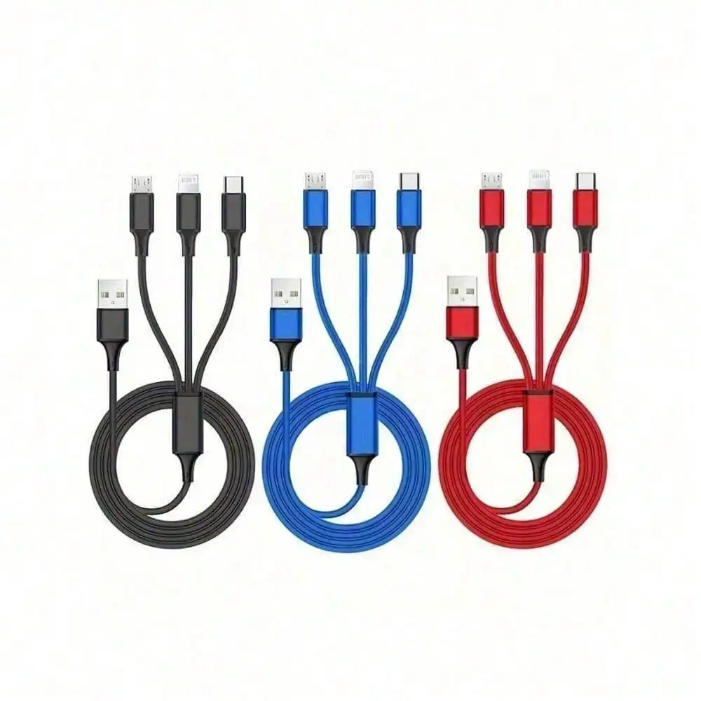 

USB-кабель для зарядки 3-в-1, совместимый с портами IPhone/Type-C/Micro USB, совместим с IPhone 14/13/12 Pro Max/Xs Max