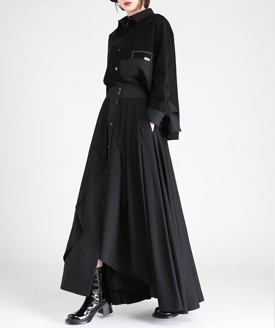 

Spring and Autumn New Women's Half Skirt, Fashionable and Personalized High Waist Long Skirt, Dark Style Half Skirt