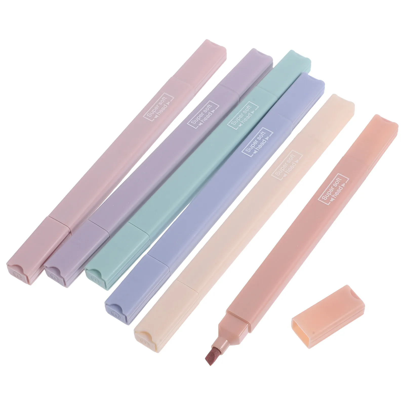 

6Pcs Highlighter Pens Plastic Fluorescent Markers Smooth No Leak Ink Comfortable Grip for Studying Reading Note Taking DIY