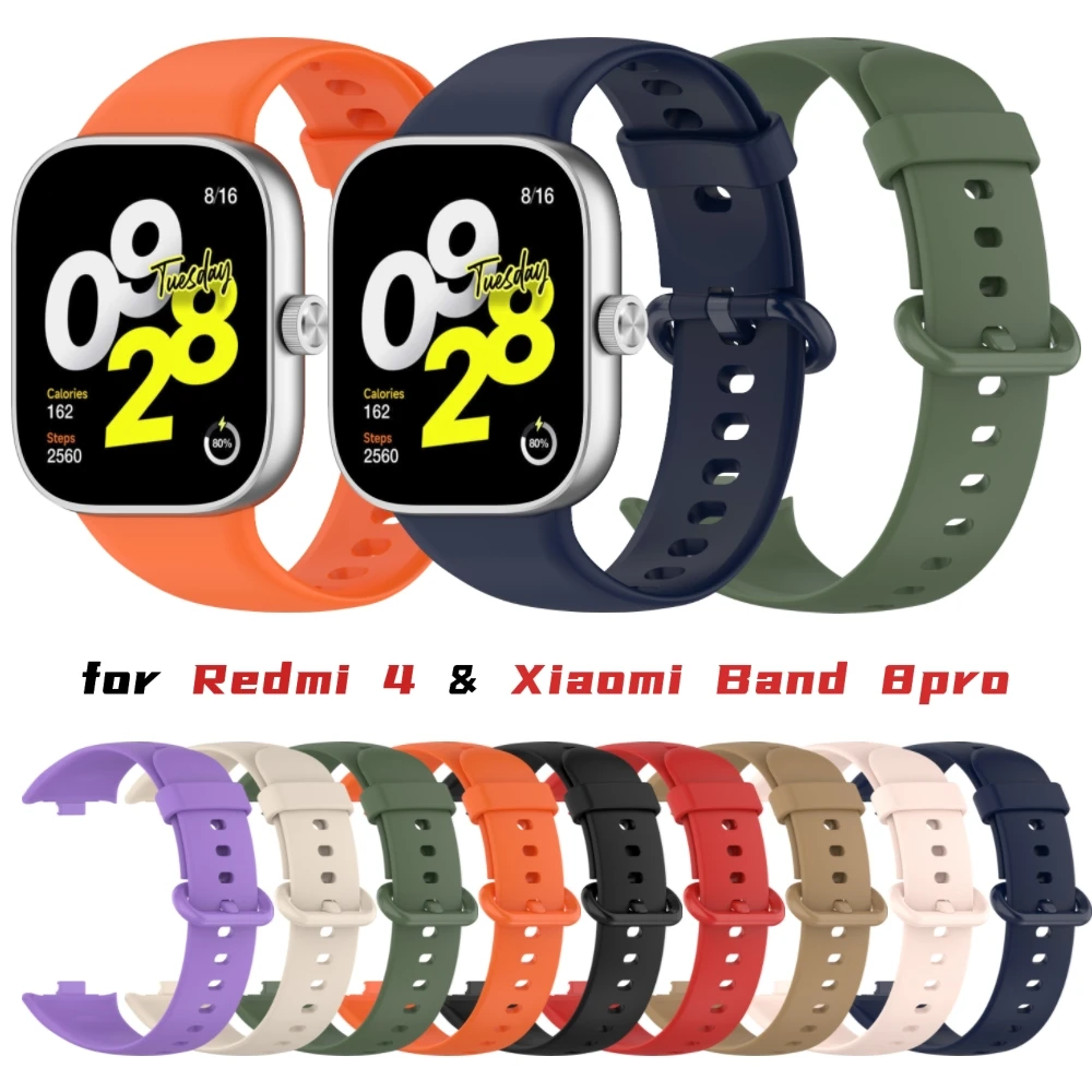 Bracelet en silicone pour montre Redmi, bracelet de sport, bracelet de poignet pour Xiaomi ata band 8 Pro Smartwatch, accessoires de remplacement, 4 bandes