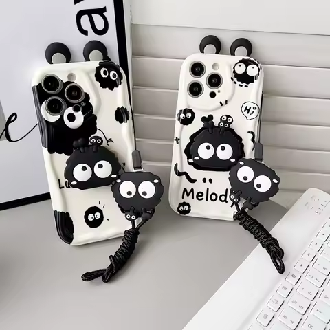 For Samsung Galaxy S20FE S21 S22 S23 S24 S25 Plus Ultra FE Ear Briquette Wave Case With Holder Rope