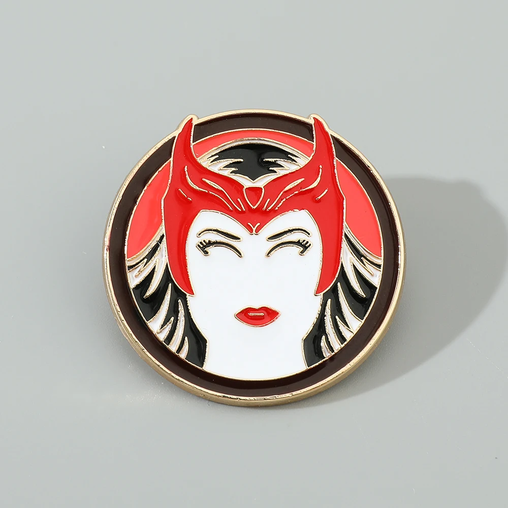 Marvel Scarlet Witch Brooch Avengers Superhero Wanda Django Maximoff Enamel Pins for Clothing Backpack Pins Accessories Gifts