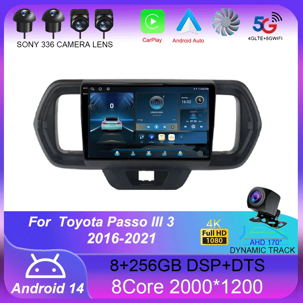 For Toyota Step III 3 2016 - 2021 Car Radio with RHD Android 14 Multimedia Wireless Carplay 5G wifi BT GPS Navigation