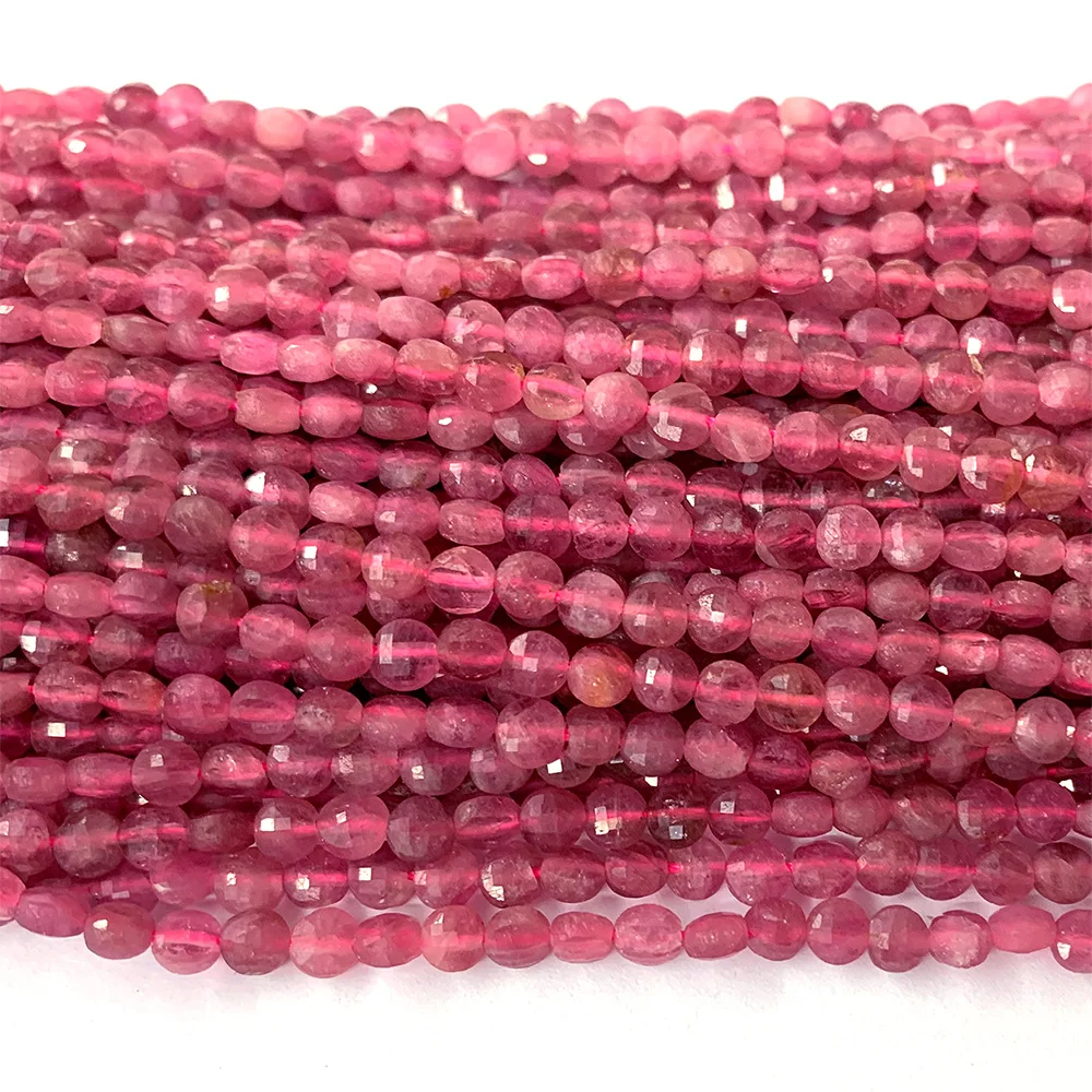 

Натуральные розовые турмалиновые бусины Veemake, плоские, граненые, для изготовления ювелирных изделий, ожерелья, браслетов, серег, колец 07104