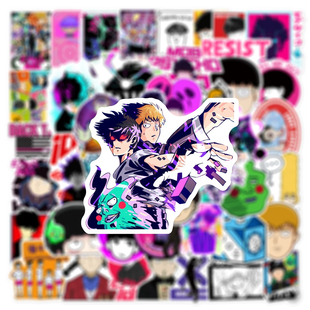 Autocollants classiques Mob Psycho pour enfants, décalcomanies graffiti, jouets de dessin animé, décoration de réfrigérateur d'ordinateur, bricolage, cool, anime, 100, 10 pièces, 30 pièces, 50 pièces