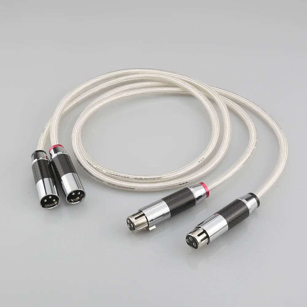 Pair A26 OCC Silver Plated XLR Balanced Audio Cable With Carbon Fiber Plug HIFI Interconnect Cable Audiophil, XLR connector