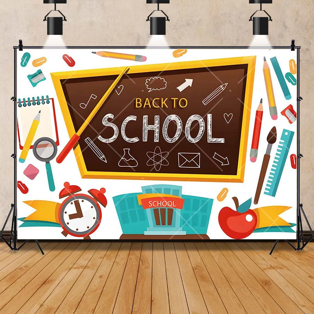 Celebrate Back to School Kids Student Pencil Stationery Party Backdrop Custom School Season Decor Photo Props Studio Background