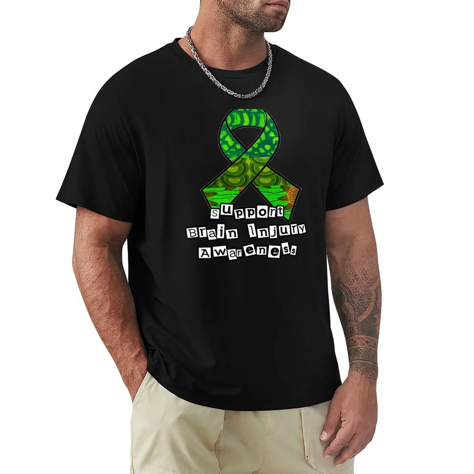 Support Traumatic Brain Injury Awareness Ribbon T-Shirt oversizeds hippie clothes anime clothes tshirts for men