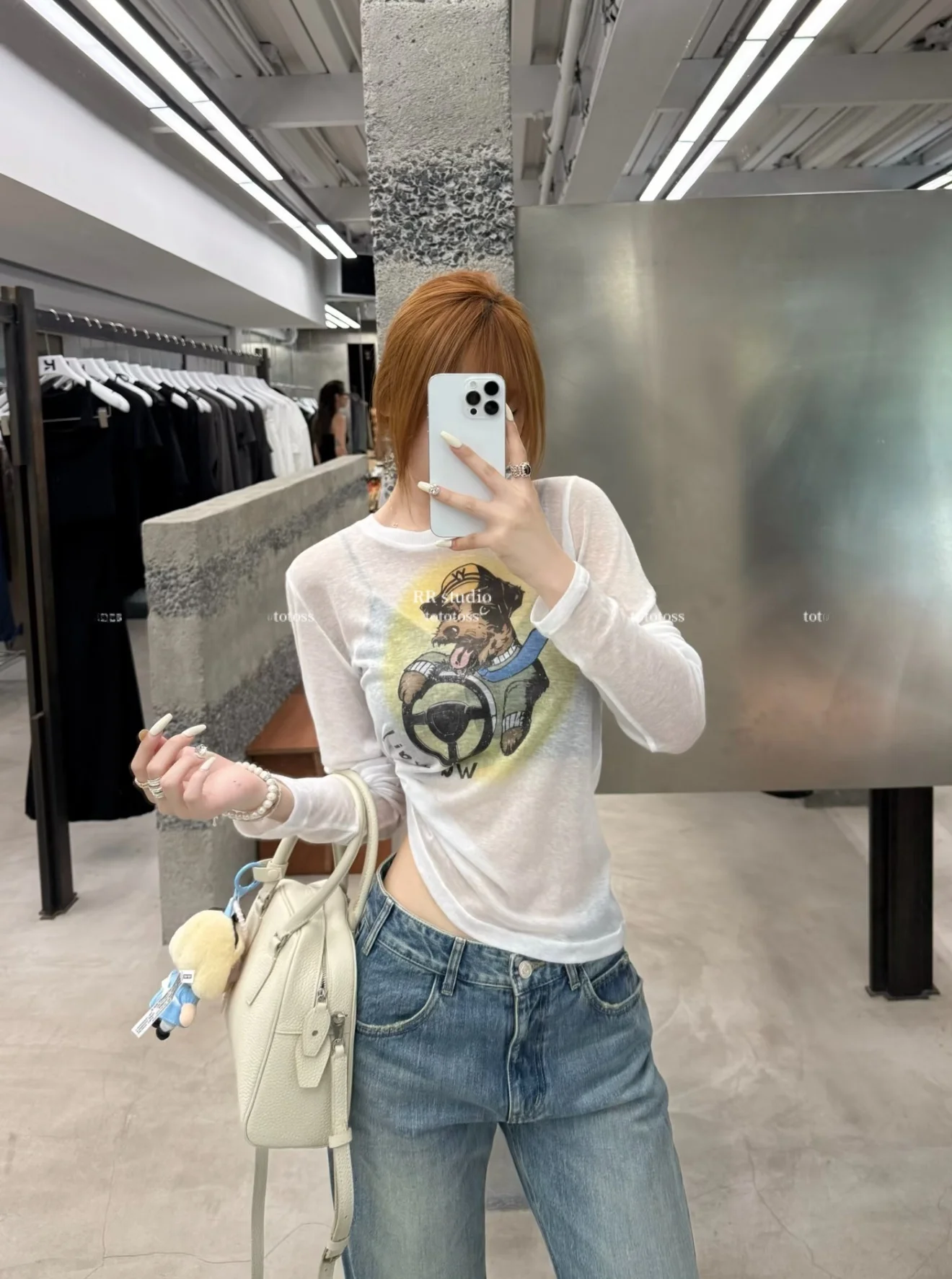 

Seoul Limited 25FW Pet Club, модная брендовая женская облегающая длинная футболка Sve, круглый тонкий хлопковый повседневный удобный топ