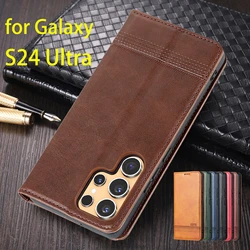 Deluxe Magnetic Adsorption Leather Fitted Case for Samsung Galaxy S24 Ultra 6.8