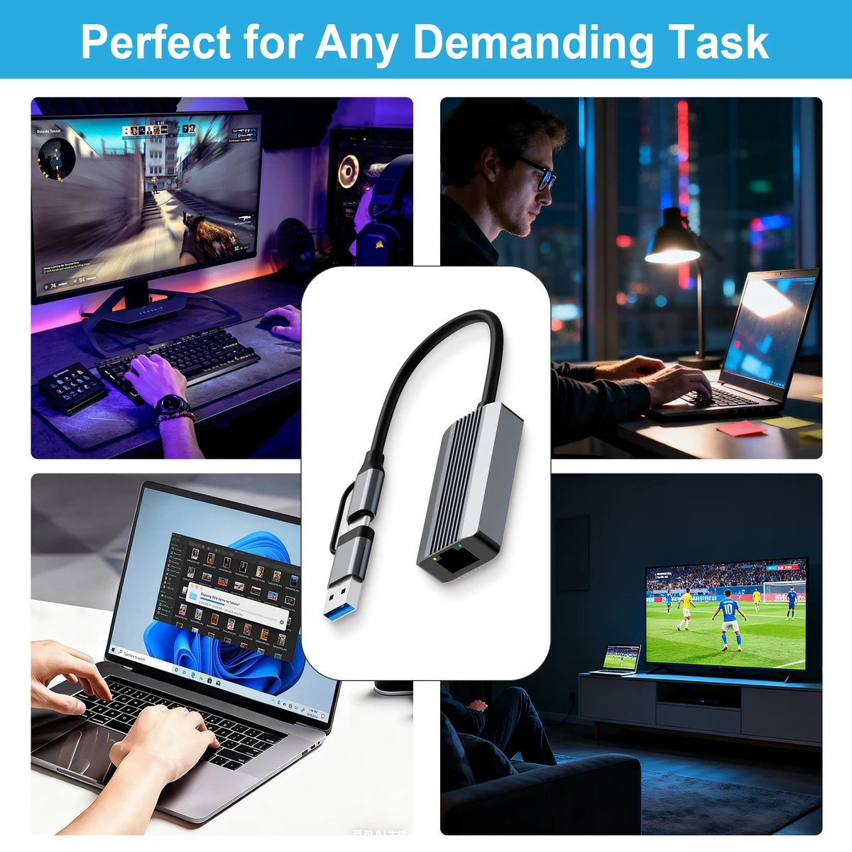 Adaptador Ethernet 2.5G, portátil USB3.0 Typec a concentrador de red RJ45 2500Mbps, para Windows 10/11, Mac OS, MacBook