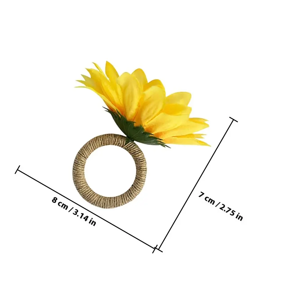 

6 Pcs Simulated Sunflower Napkin Rings Decorative Napkins Holder Decoration Table Sunflower Holders Napkin For Party Home