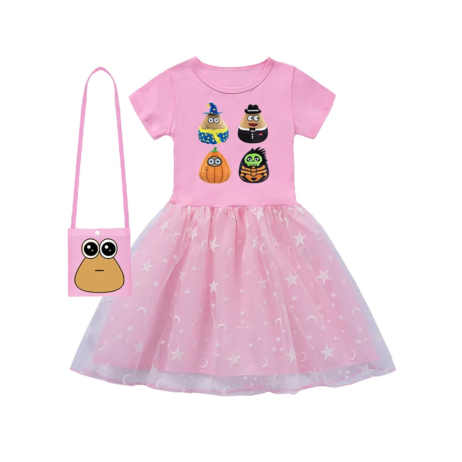 My Pet Alien Pou Children's Dress Baby Girls Clothes for Small Girls Princess Dress Girl Accessories Our Beloved Baby Fashion