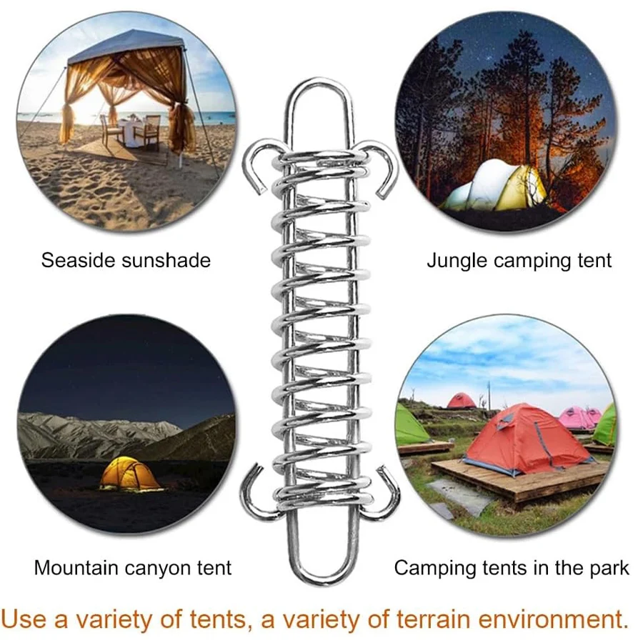 Tent Spring Buckle,prings Heavy Duty,Windproof Stainless Steel Tarp Springs, Tightener Tightening for Outdoor Hiking Camping