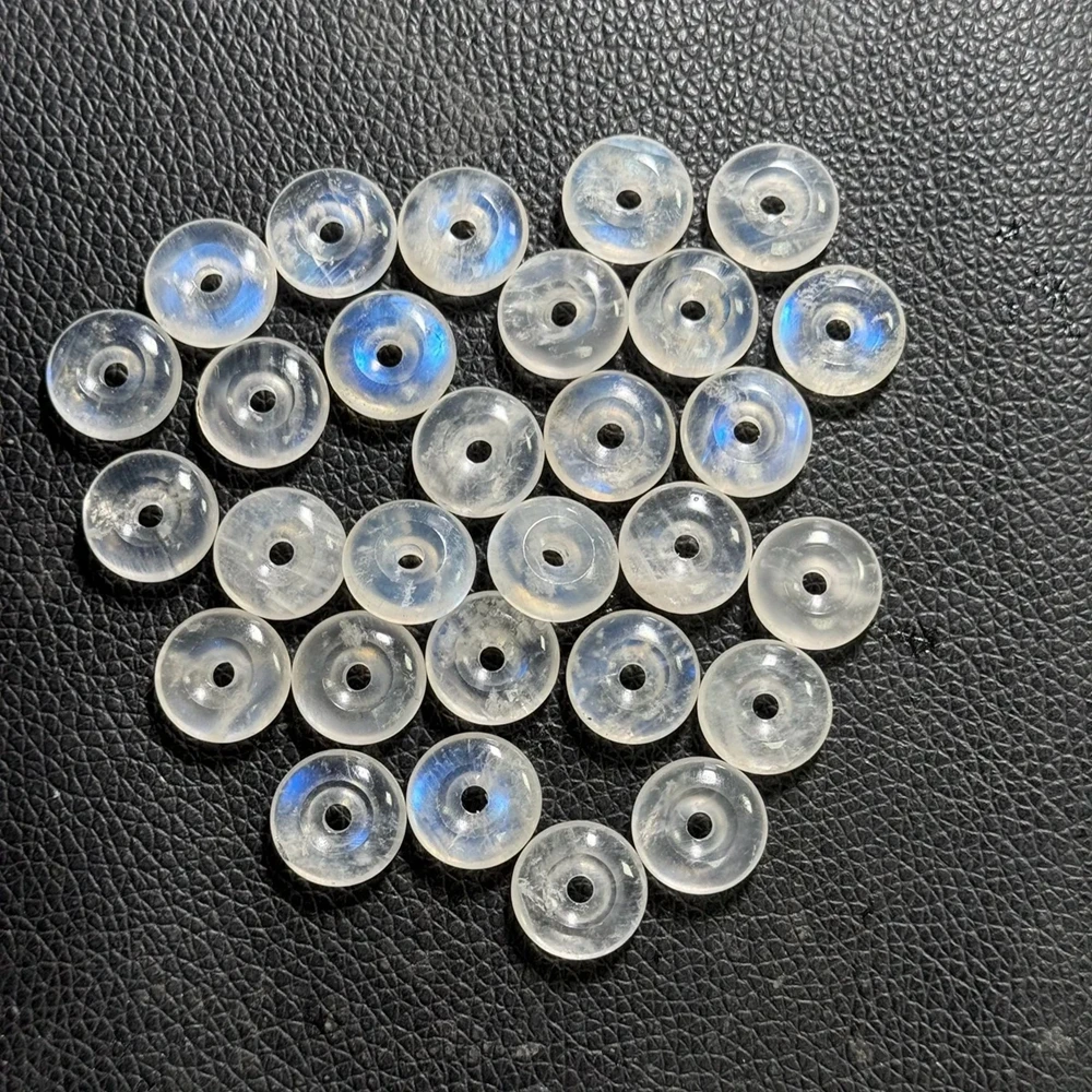 5pcs 15mm Natural White Moonstone Peace Buckle Double Flat Sides Arc Cabochon Loose Gemstone for Jewelry