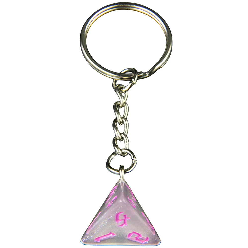 Resin Polyhedral Dice 4 Sided Dice Charms Keychain for Women Men Car Handbag Phone Pendent Gift