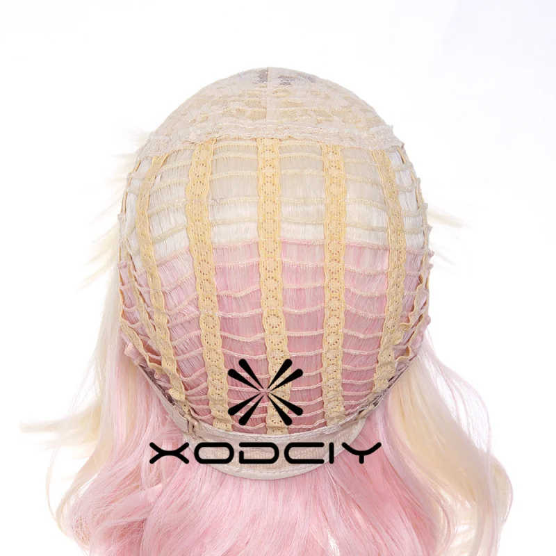 Anime Diabolik Lovers Komori Yui Cosplay Wig Blonde Pink Ombre Curly Wigs Heat Resistant Synthetic Hair Halloween Party Role