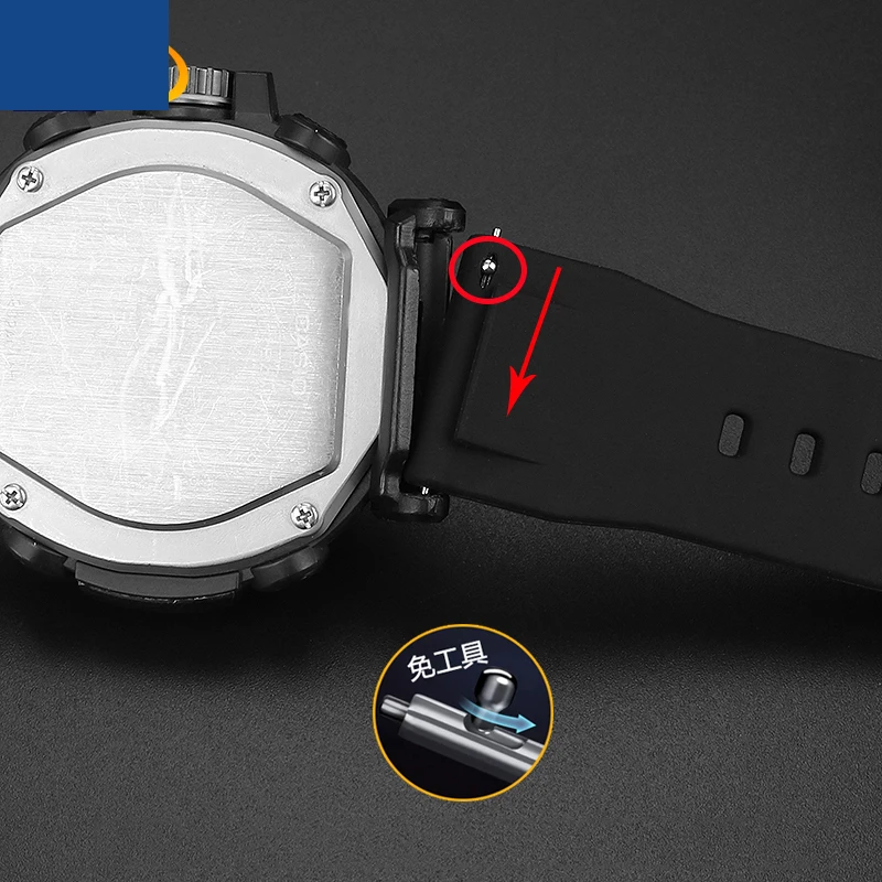 Cinturino per orologio in silicone nero blu da 23 mm per Casio PROTREK serie PRW-60/PRW-70YT/50/30 cinturino sportivo cinturino impermeabile da uomo