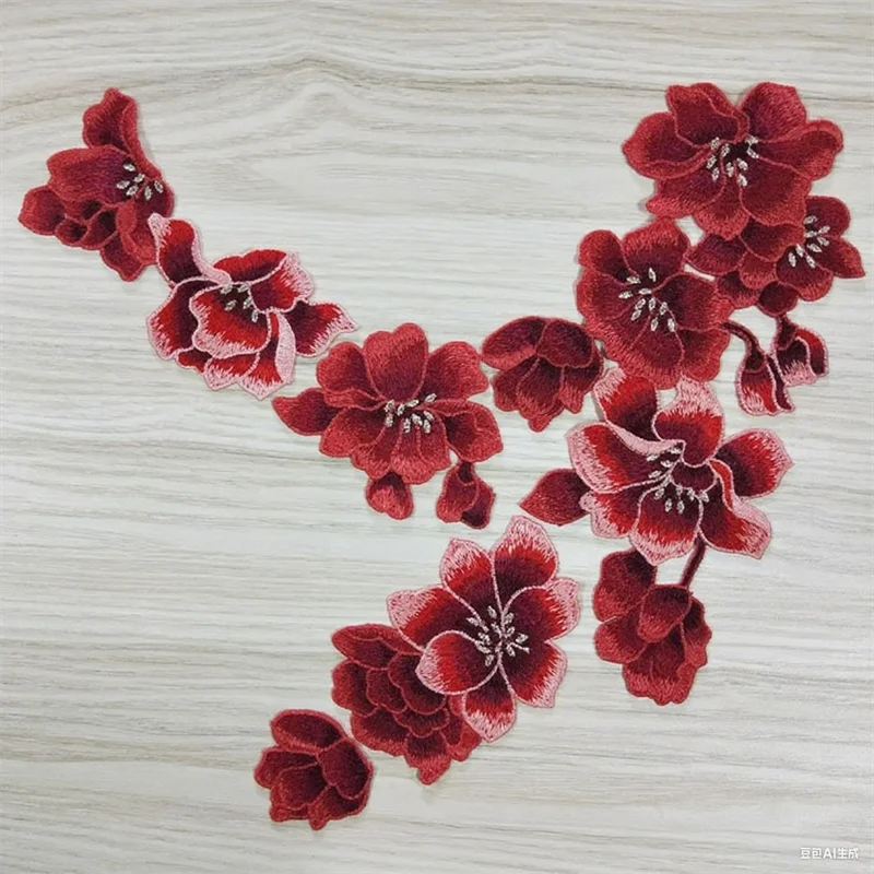 1pcs Ethnic Embroidery Applique Chinese Traditional Flower Patches for Qipao Bridal Gowns