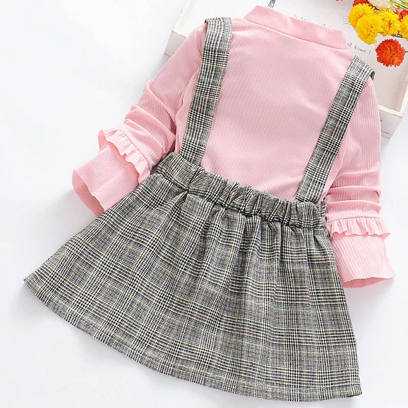 Fashion Kid Girl Dress Korean Style Princess Dresses Straps Bow Striped Dress Long Sleeve Knitted Fall Costume Baby Outfit A844