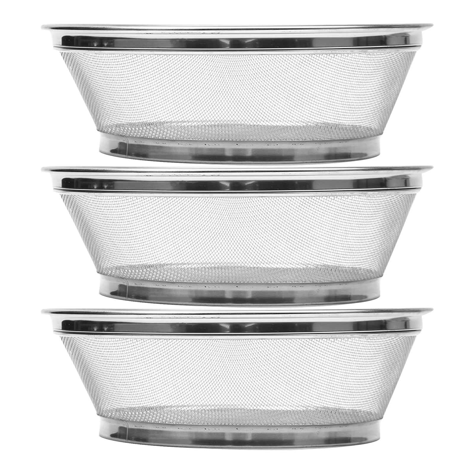 

3Pcs Stainless Steel Thickened Drain Basket Fruit Vegetable Washing Basin Kitchen Storage Multipurpose Colander