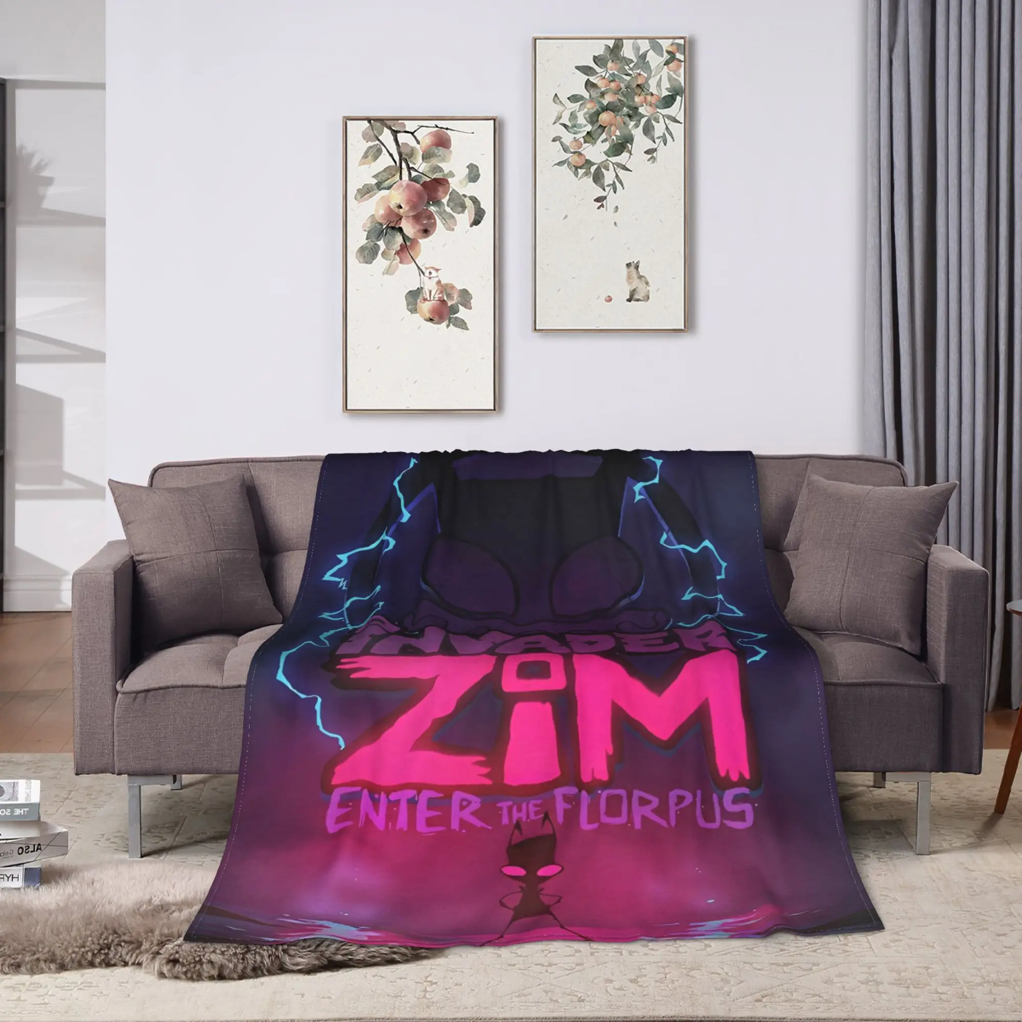 Invader Zim Movie Blanket Soft Warm Street Trend Plush Throw Blanket For Couch Chair Sofa Bed Travel Flannel Bedspread Bed Cover
