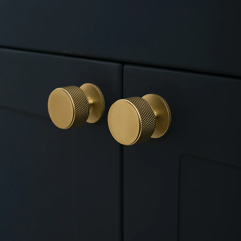 High-end 4PCS Solid Brass Knurled Furniture Pulls Handles Drawer Knobs Cupboard Wardrobe Closet TV Wine Cabinet Pulls Knobs