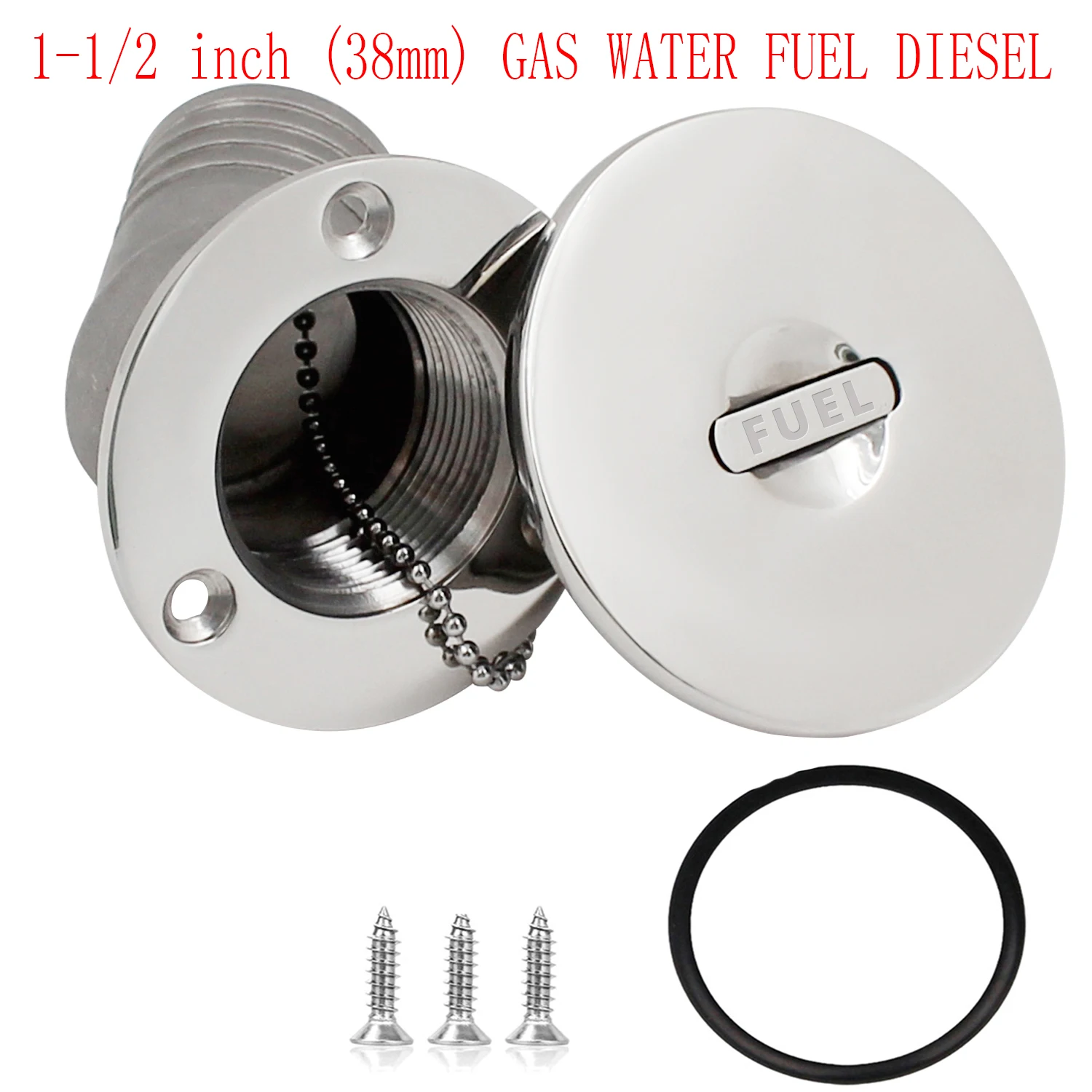 

38mm Marine Boat Deck Fill Filler Tank Cap Angled Neck Fuel/Gas/Water/DEO Stainless Steel 316 Yacht RV Trucks Tractors