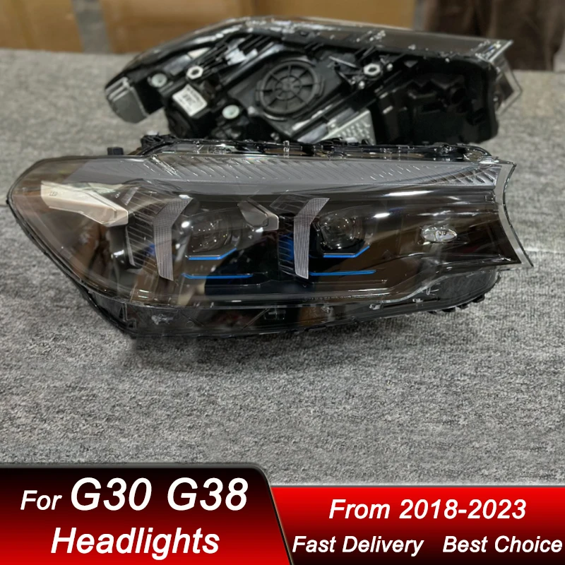

Поп-автомобильные фары для BMW 5 серии G30 G38 2018-2023, новый стиль, полностью светодиодные фары в сборе, обновленная линза проектора, аксессуары Ki